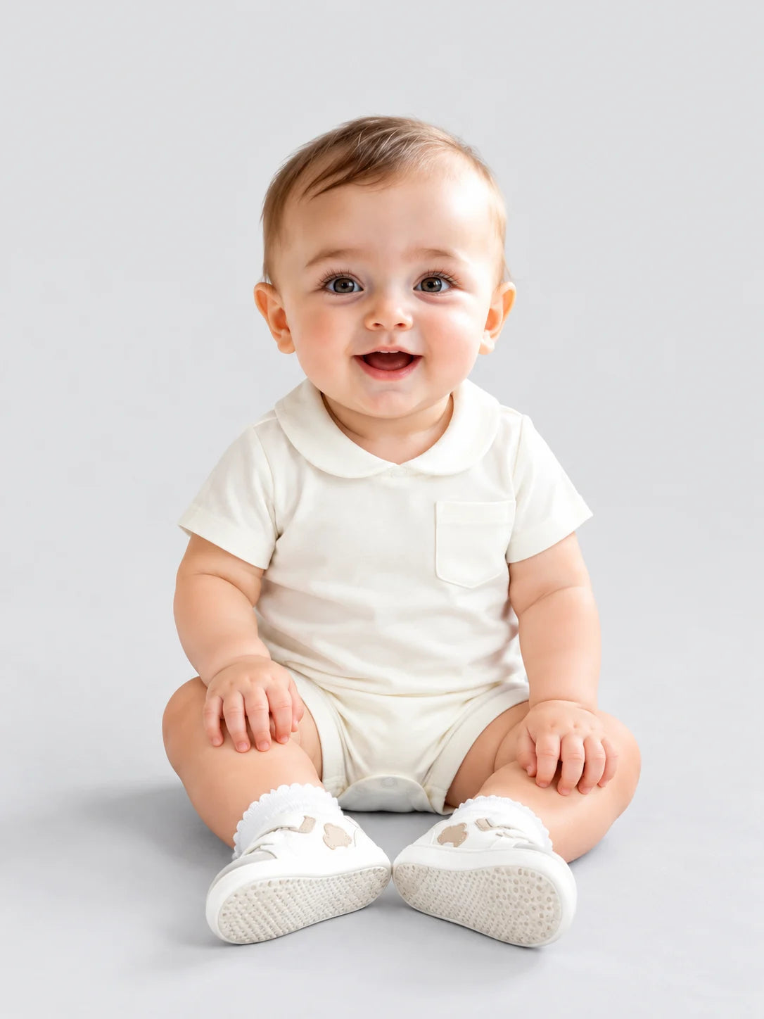 Hap & Hope Unisex Plain Half Sleeve  Cotton Romper For Babies