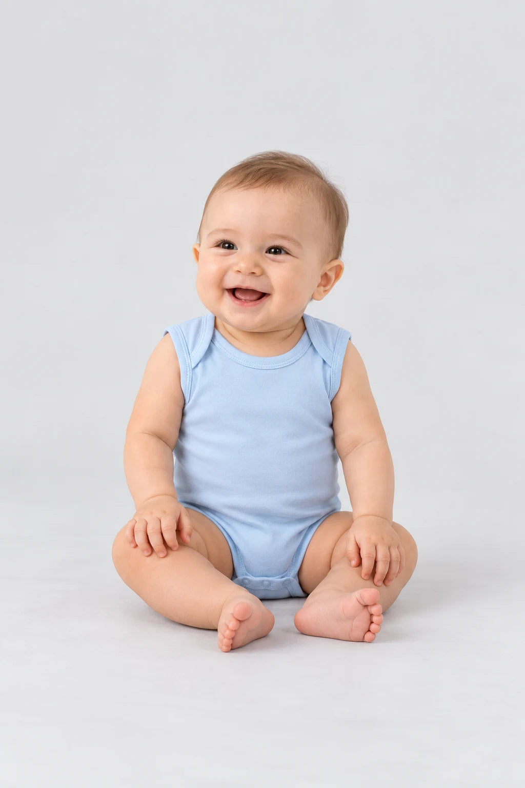Hap & Hope Unisex Plain Sleeveless Cotton Bodysuit For Babies