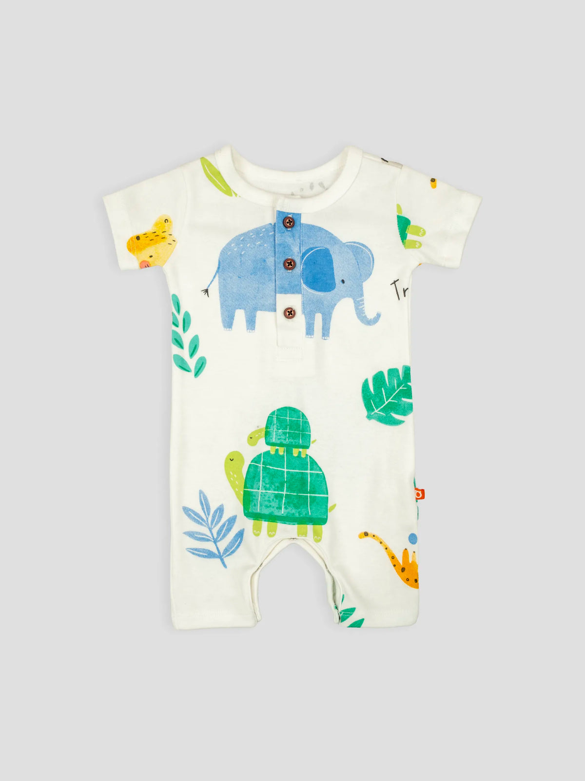 Hap & Hope Unisex  Printed Round Neck Half Sleeve Cotton Romper For Babies