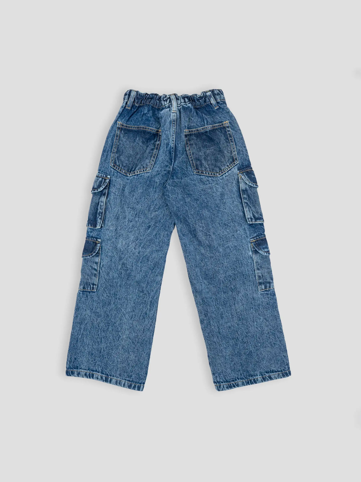 Hap & Hope Unisex Relaxed Fit Denim Cargo Jeans For Unisex