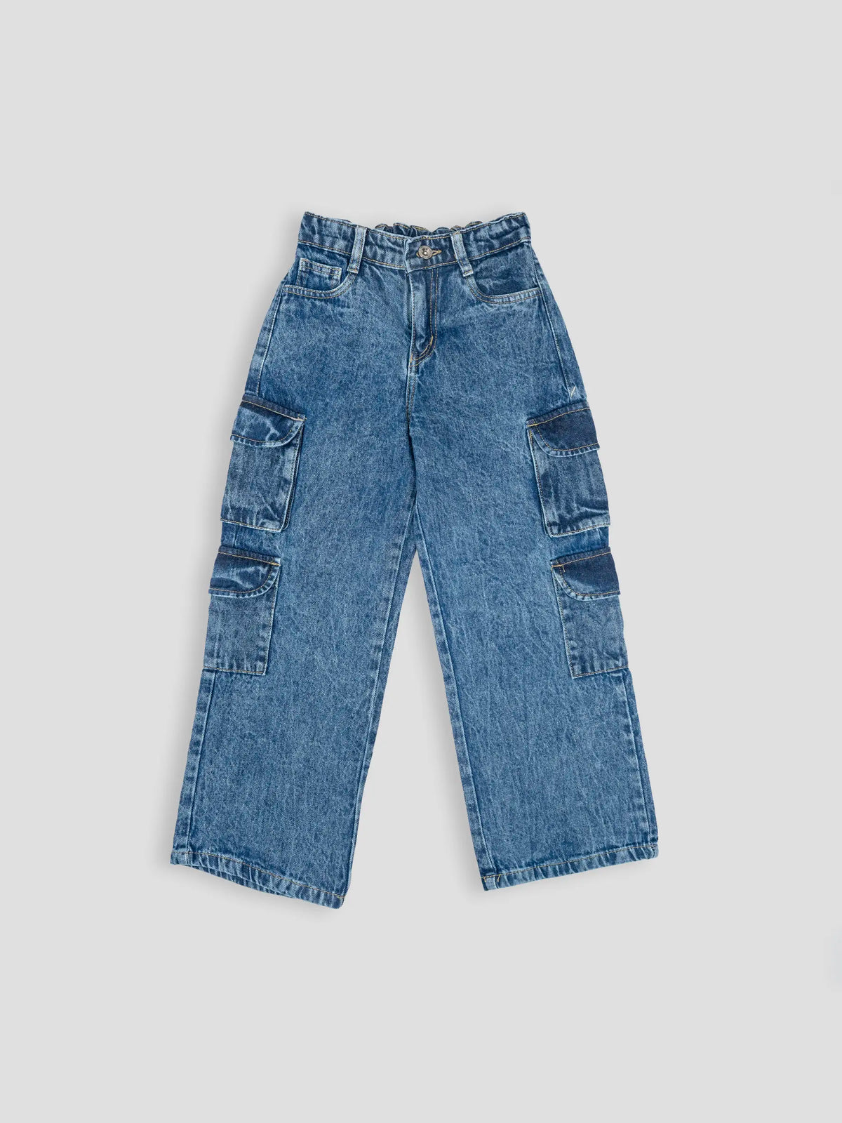 Hap & Hope Unisex Relaxed Fit Denim Cargo Jeans For Unisex