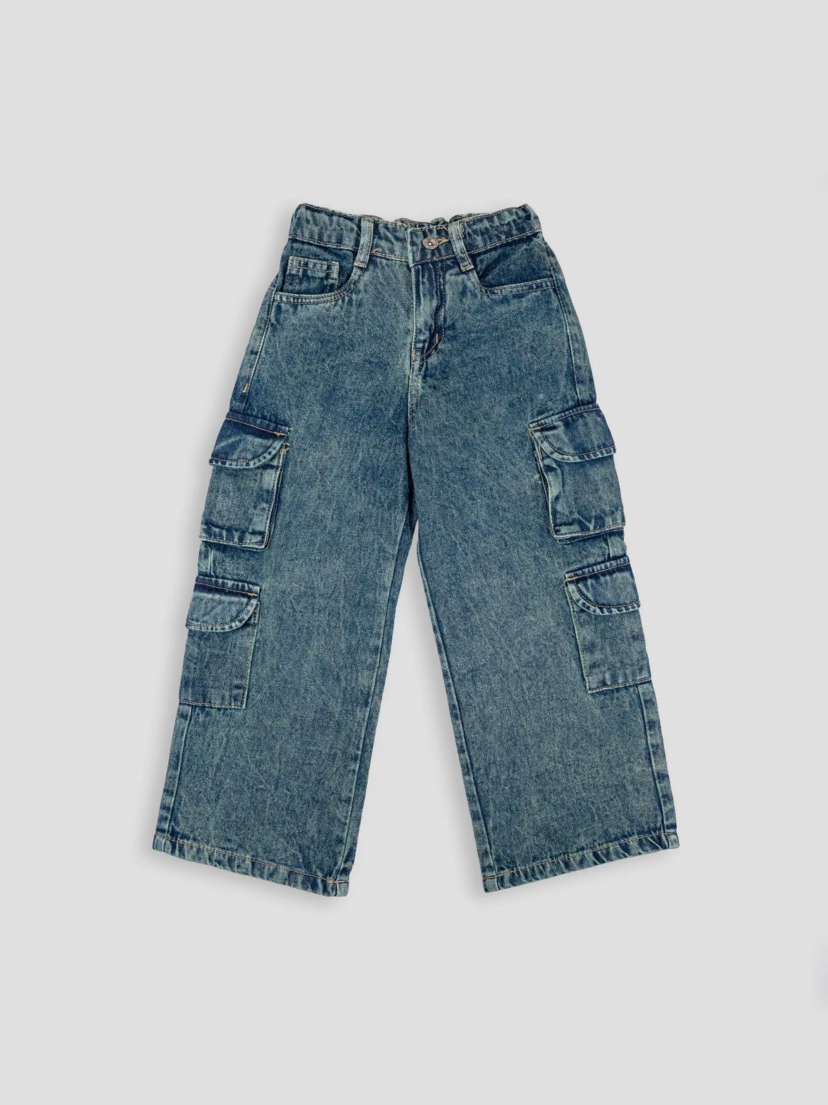 Hap & Hope Unisex Relaxed Fit Denim Cargo Jeans For Unisex