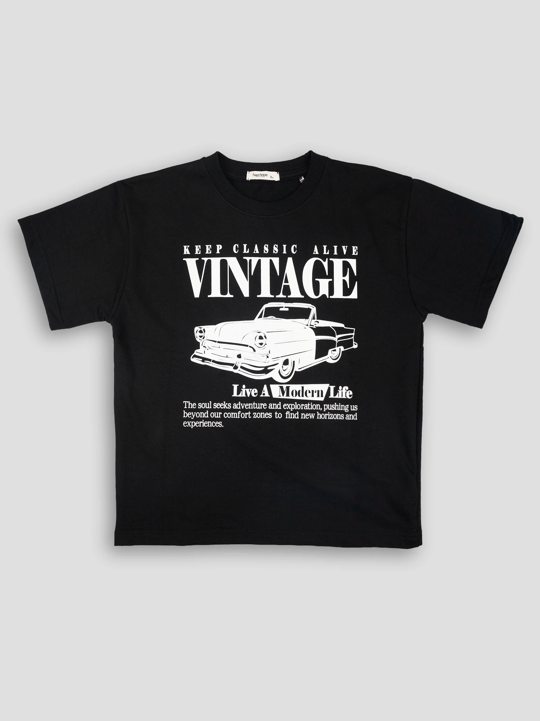 Hap&Hope Vintage Car Print Round Neck Half Sleeve T-Shirt for Boys