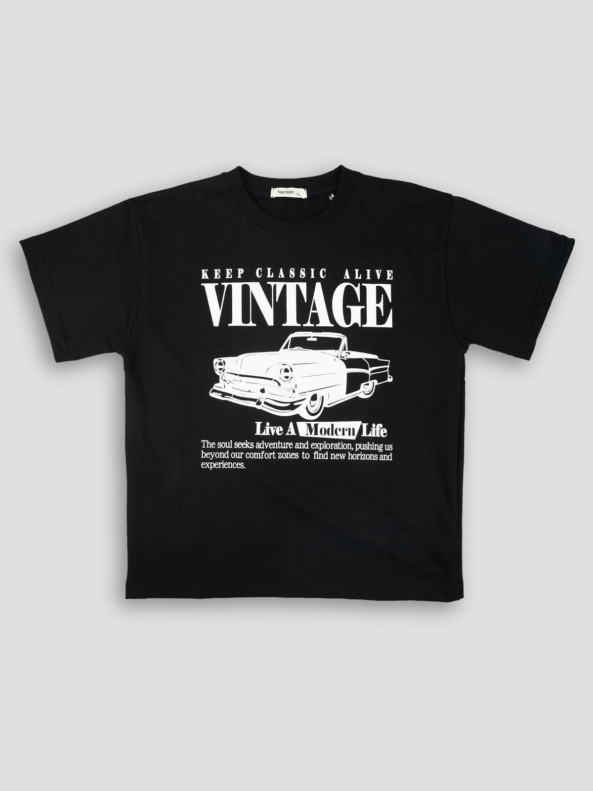 Hap&Hope Vintage Car Print Round Neck Half Sleeve T-Shirt for Boys