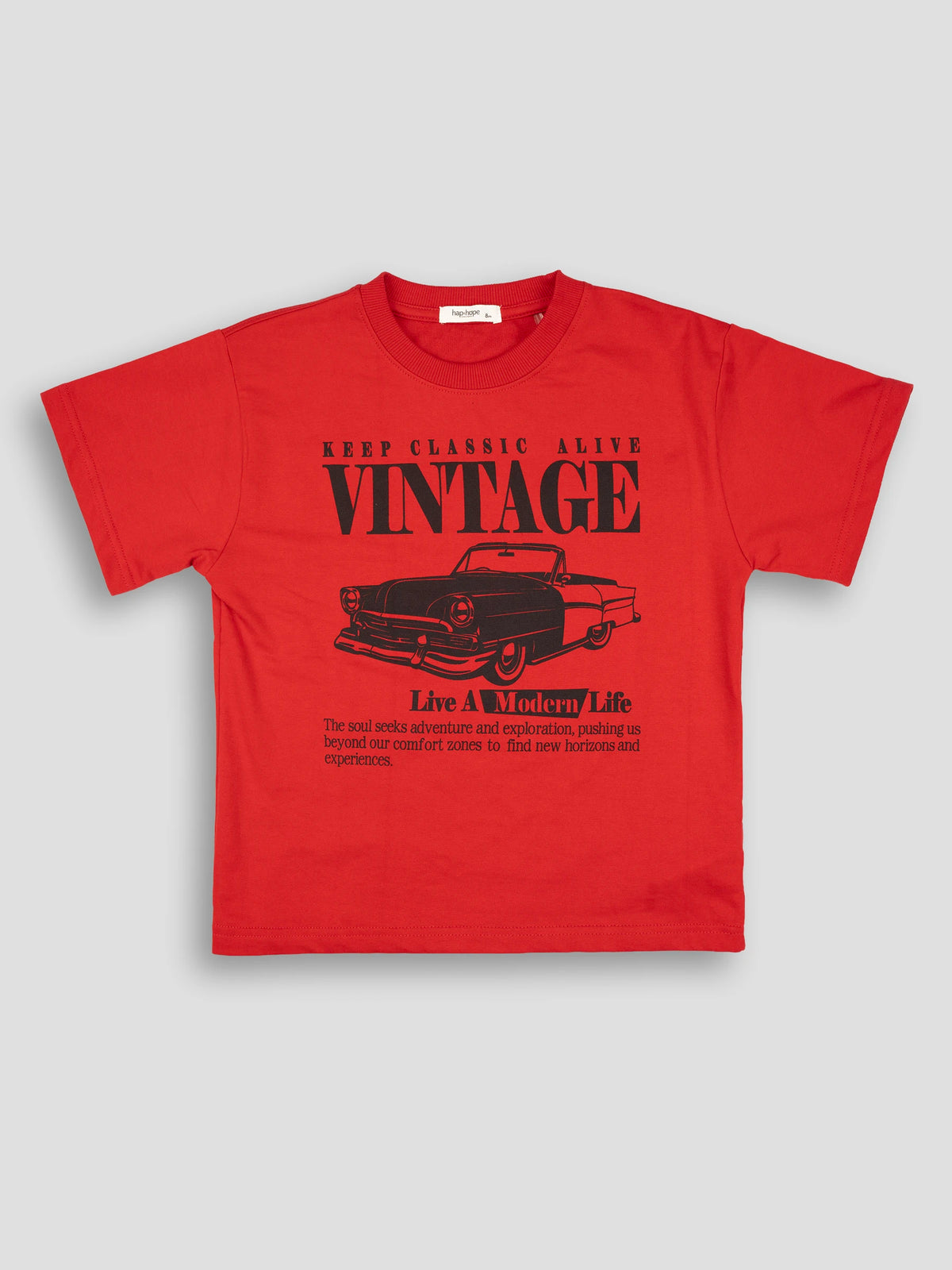 Hap&Hope Vintage Car Print Round Neck Half Sleeve T-Shirt for Boys