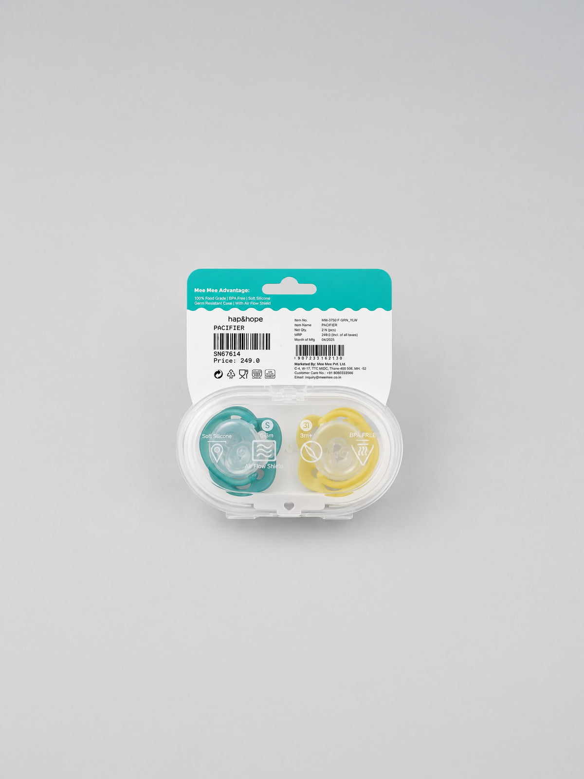 Mee Mee  Silicone Teething Pacifier 2-Pack