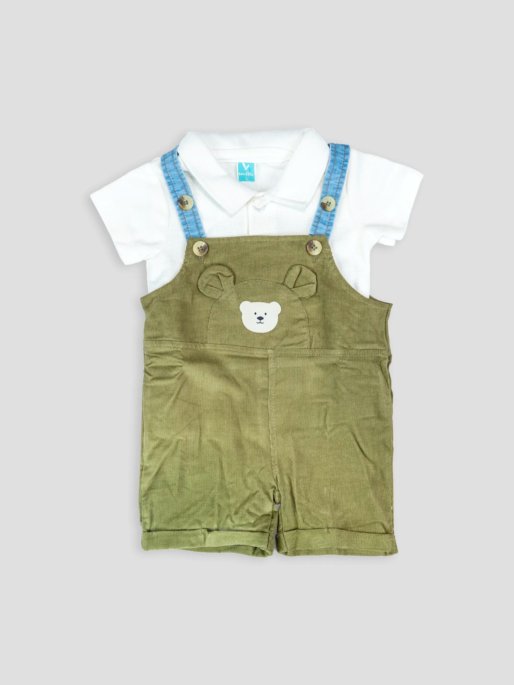 Hap & Hope  Corduroy Baba Suit with Half Sleeve Collar Neck T-Shirt For Baby Boy