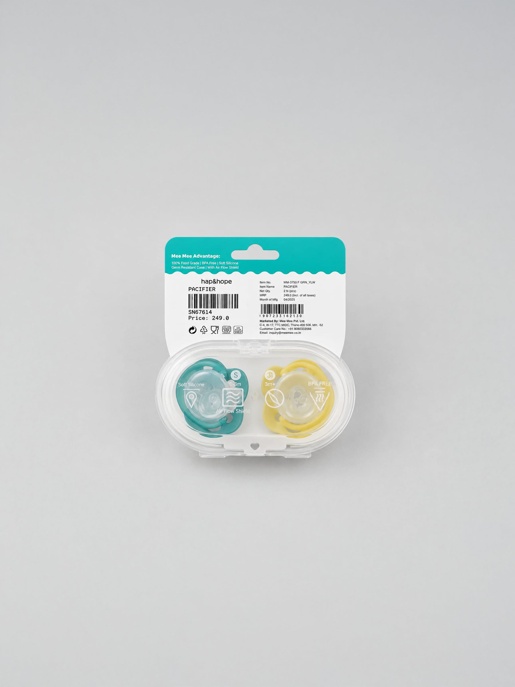 Mee Mee  Silicone Teething Pacifier 2-Pack