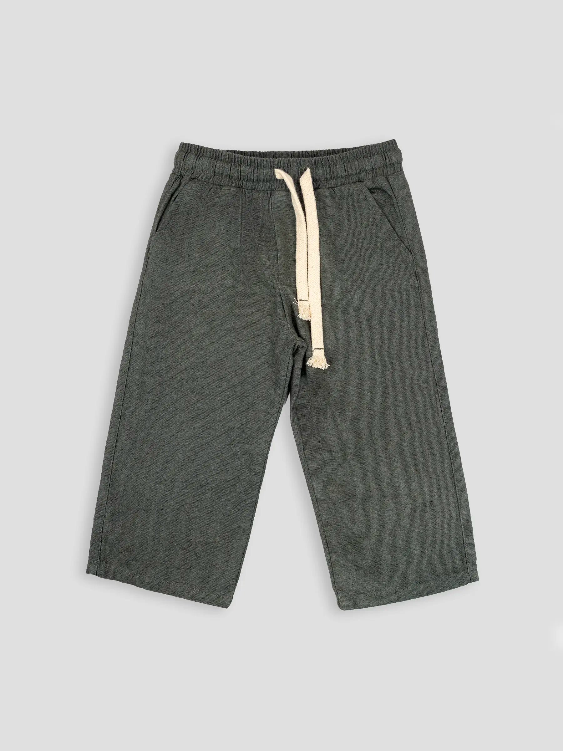 Hap & Hope Unisex Relaxed Fit Plain Linen Pants For Unisex