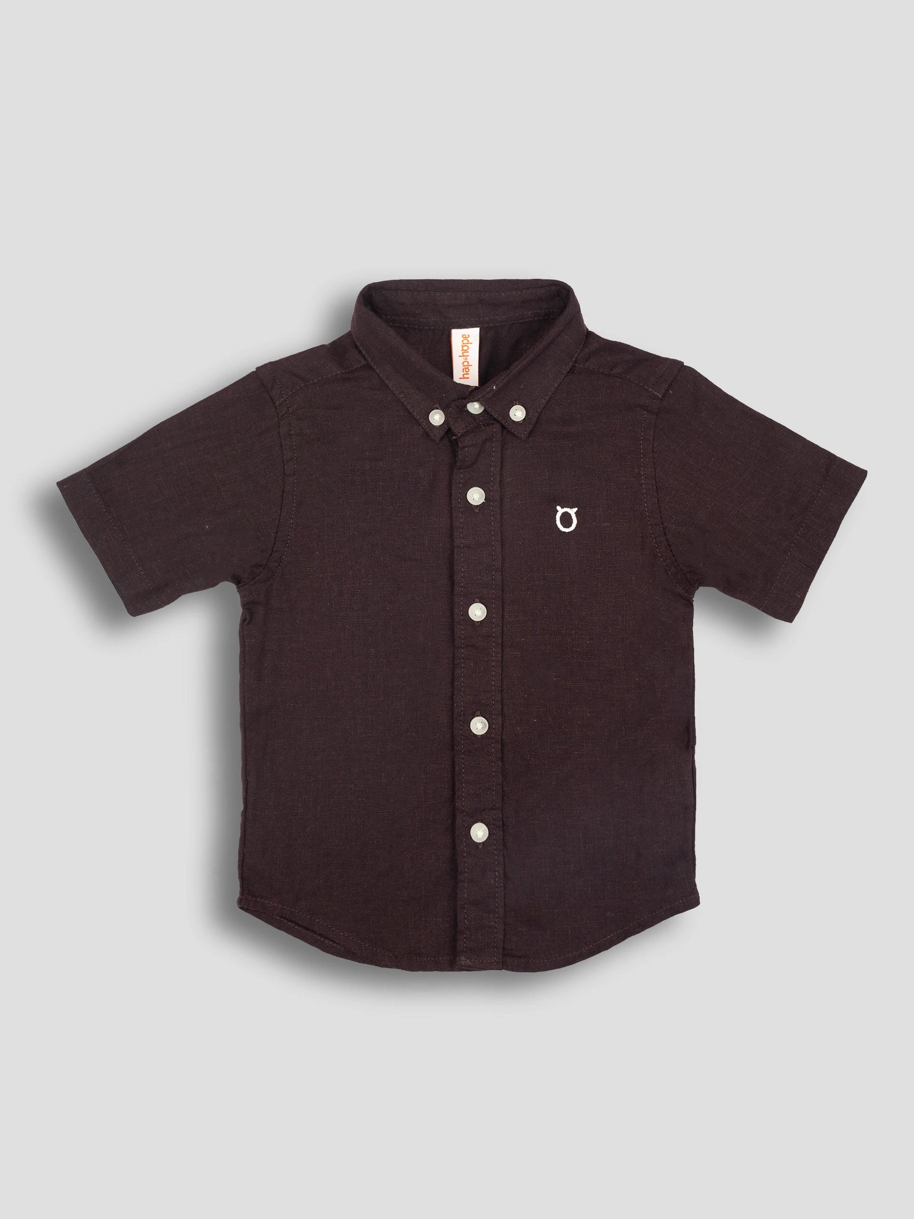 Hap&Hope Plain Collar Neck Half Sleeve Linen Shirt for Boys