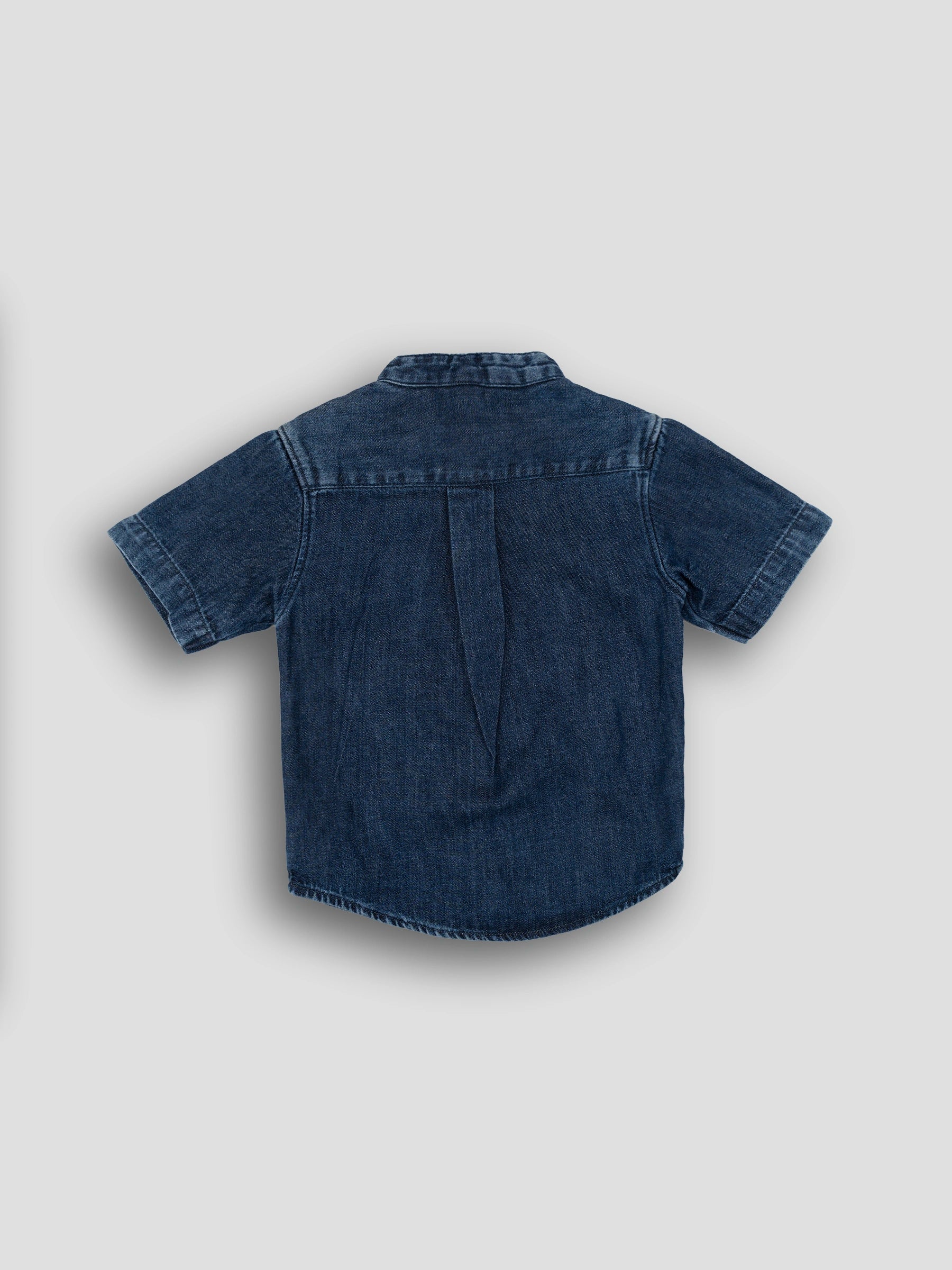 Hap&Hope Solid Chinese Neck Half Sleeve Denim Shirt for Boys