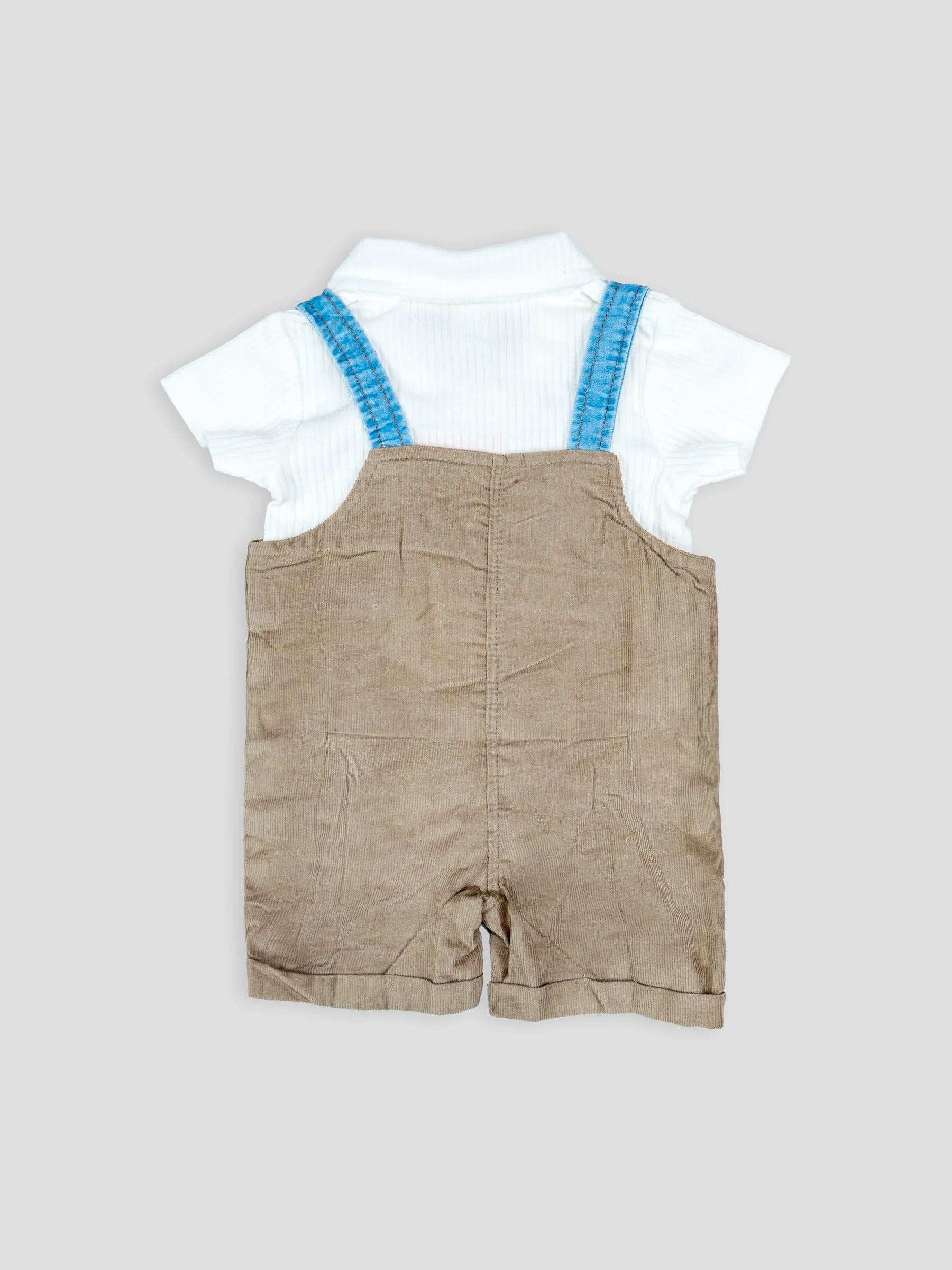 Hap & Hope  Corduroy Baba Suit with Half Sleeve Collar Neck T-Shirt For Baby Boy