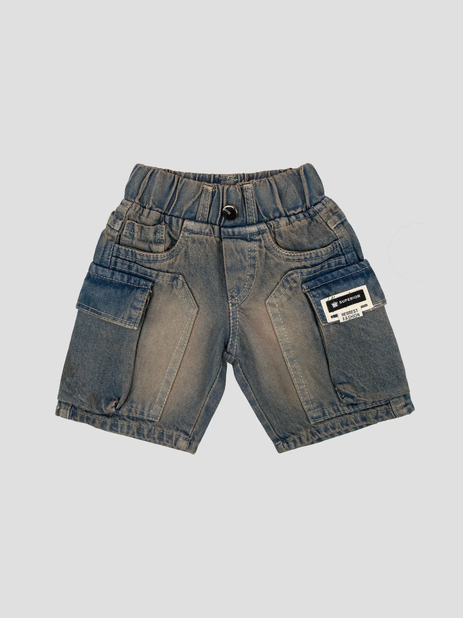 Hap & Hope Boys Relaxed Fit Denim Cargo Shorts For Boys