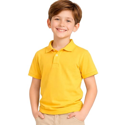 Kids Boys Polo T-Shirt | Half Sleeves | Organic Cotton Rich Bio-Wash Fabric | Ultra Soft & Breathable