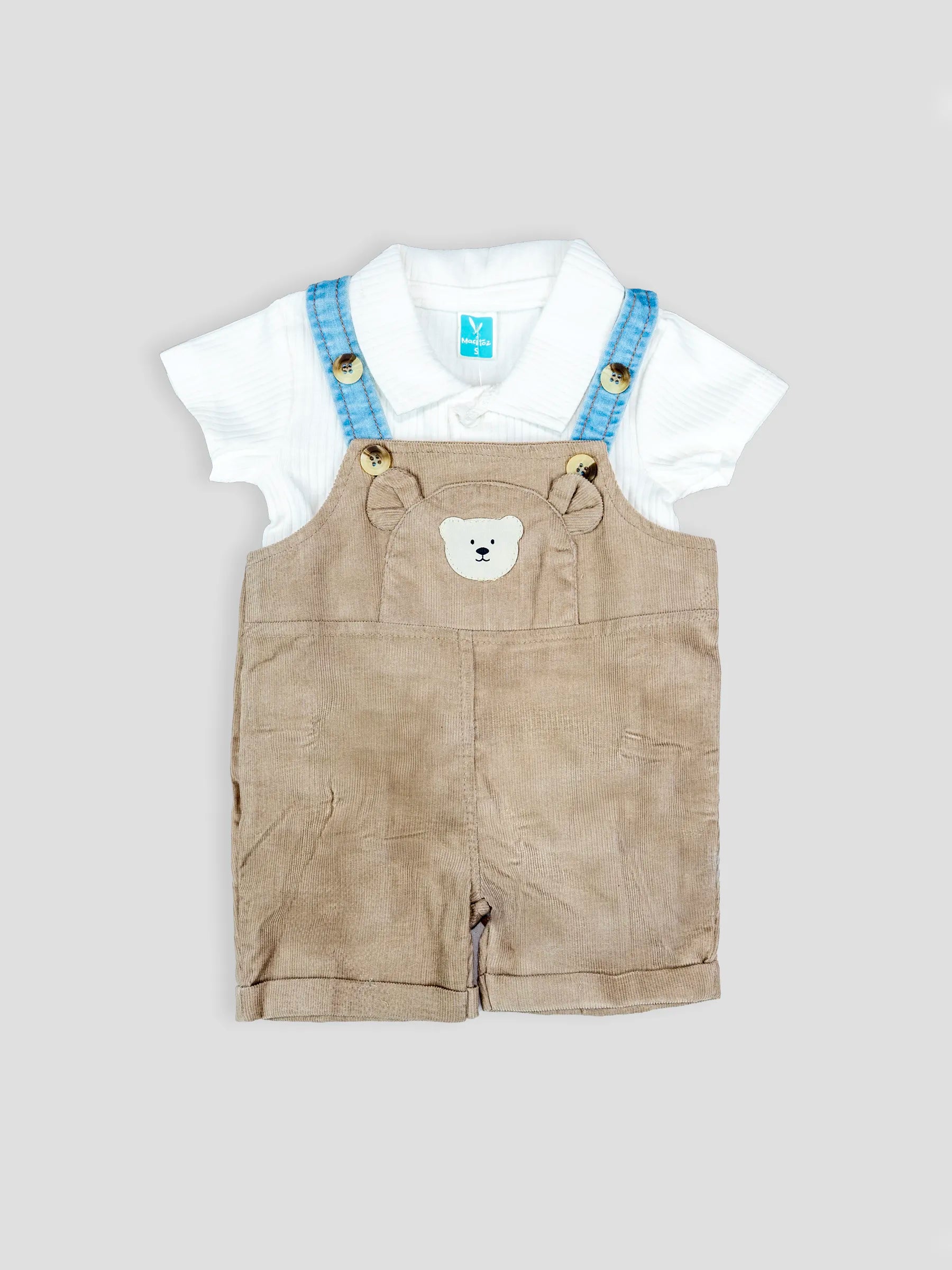Hap & Hope  Corduroy Baba Suit with Half Sleeve Collar Neck T-Shirt For Baby Boy