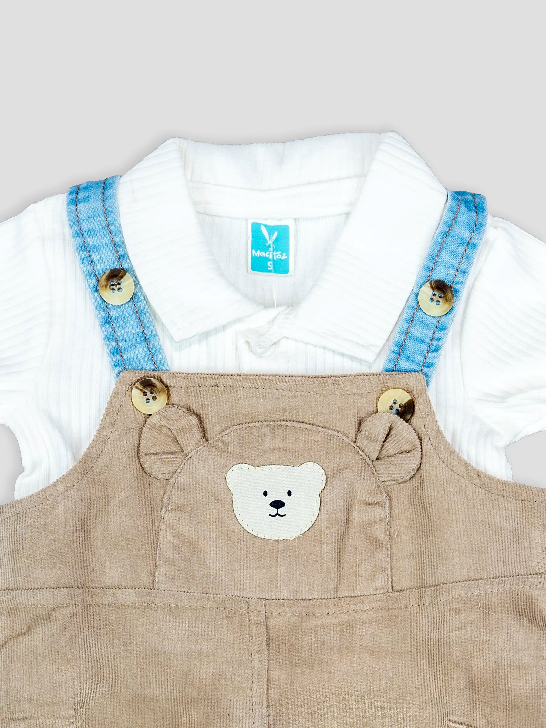 Hap & Hope  Corduroy Baba Suit with Half Sleeve Collar Neck T-Shirt For Baby Boy