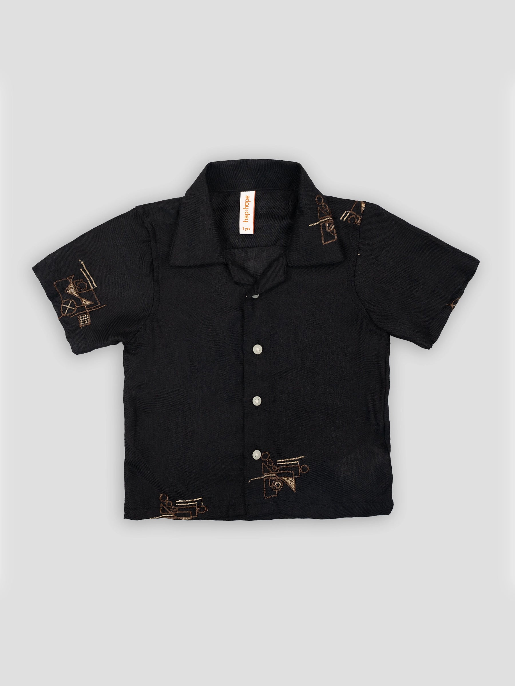 Hap&Hope Printed Camp Collar Half Sleeve Poly Cotton Shirt for Boys