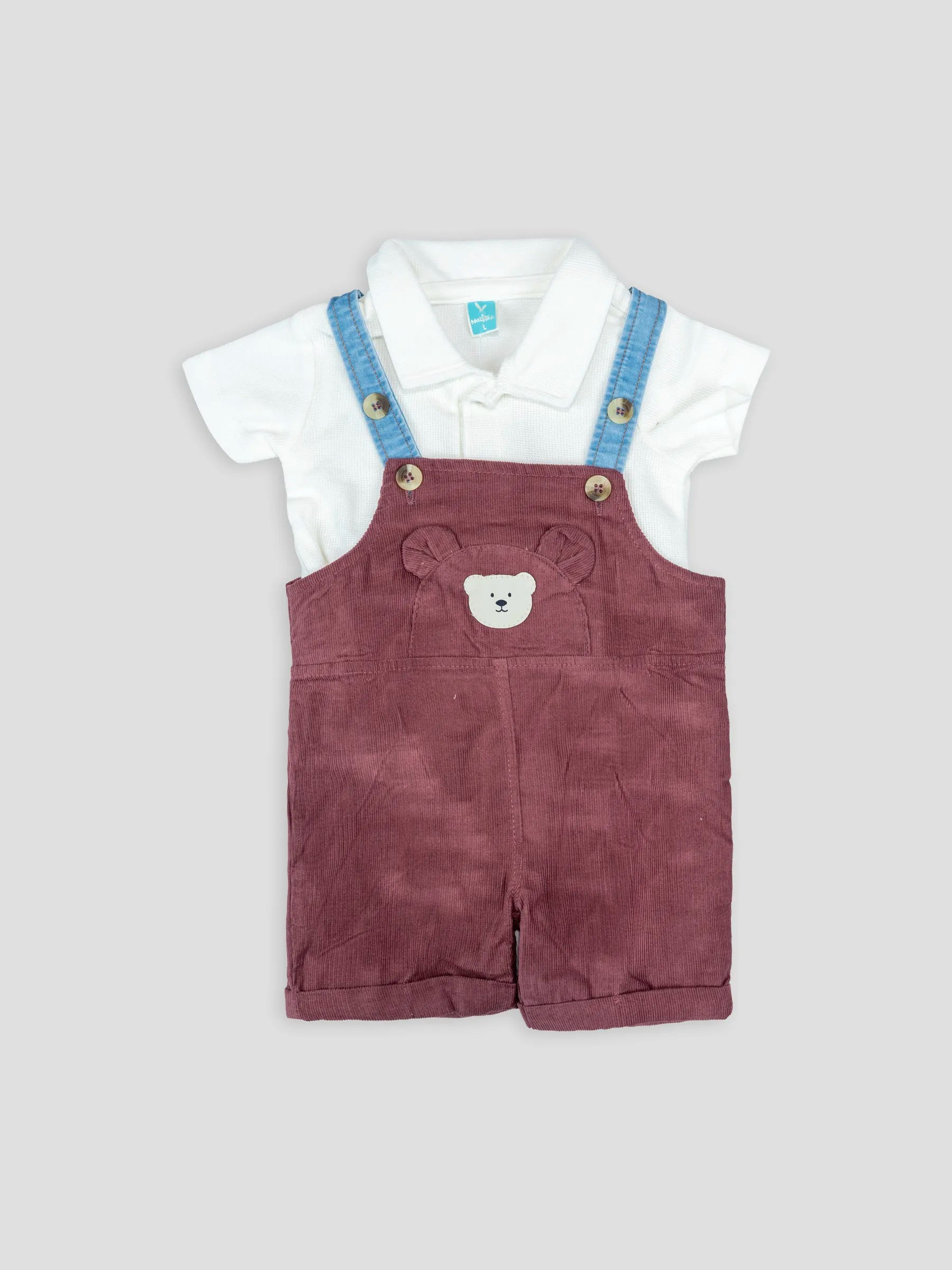 Hap & Hope  Corduroy Baba Suit with Half Sleeve Collar Neck T-Shirt For Baby Boy
