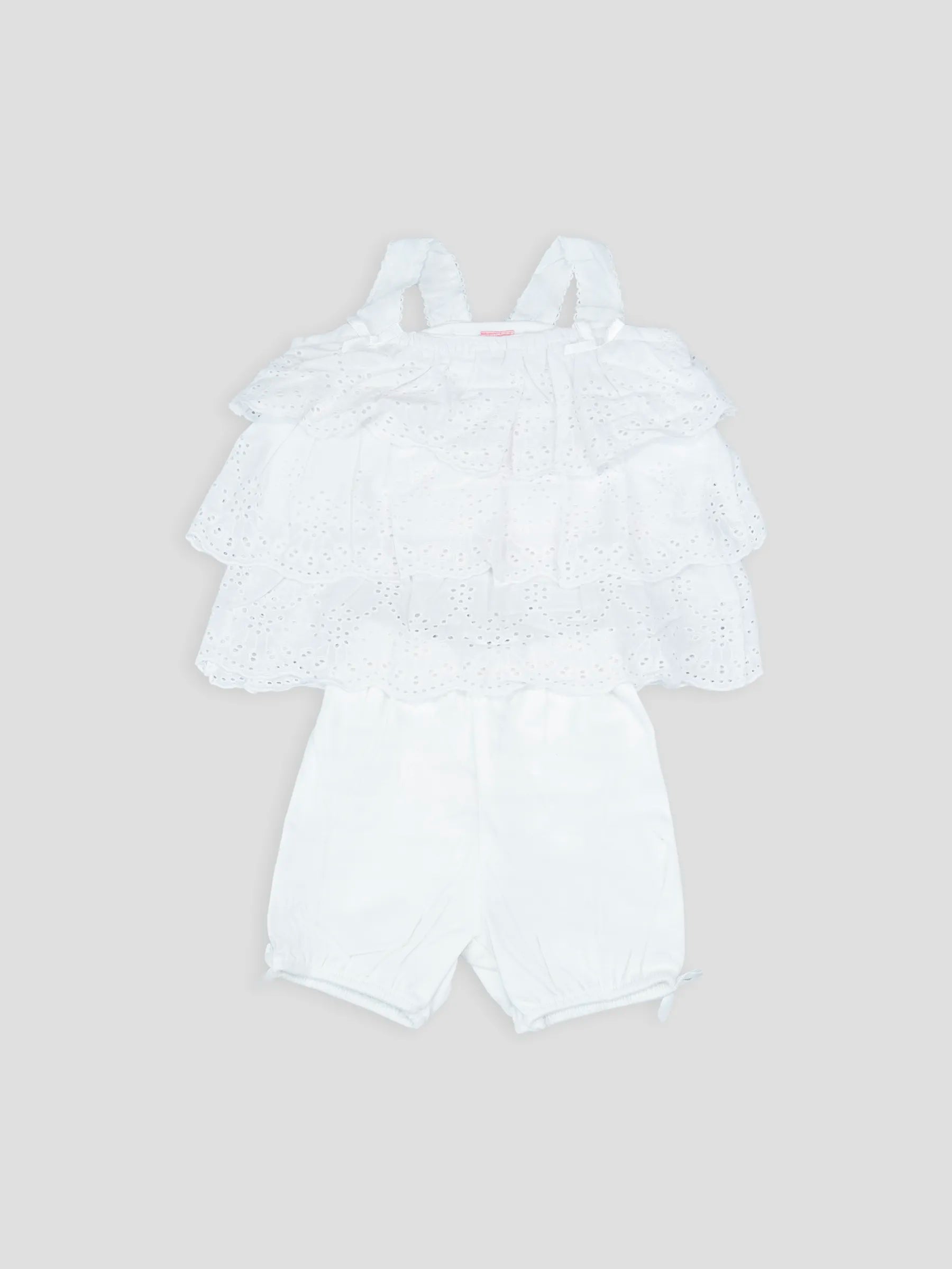 Hap & Hope  Cotton Layered Top & Shorts For Baby Girls