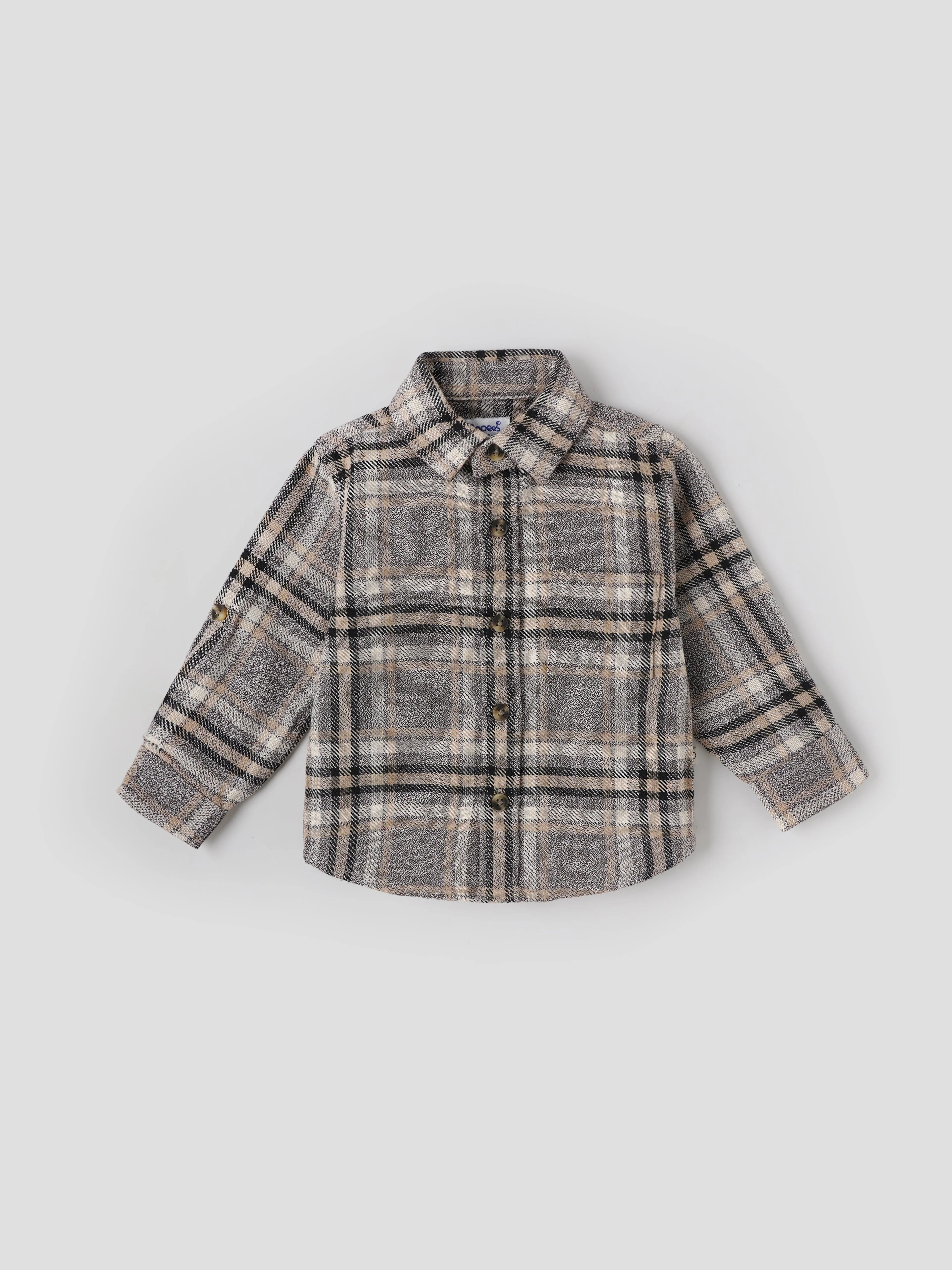 Boys Checked Full Sleeve Shirt| Beige| 9 Months - 4 Years