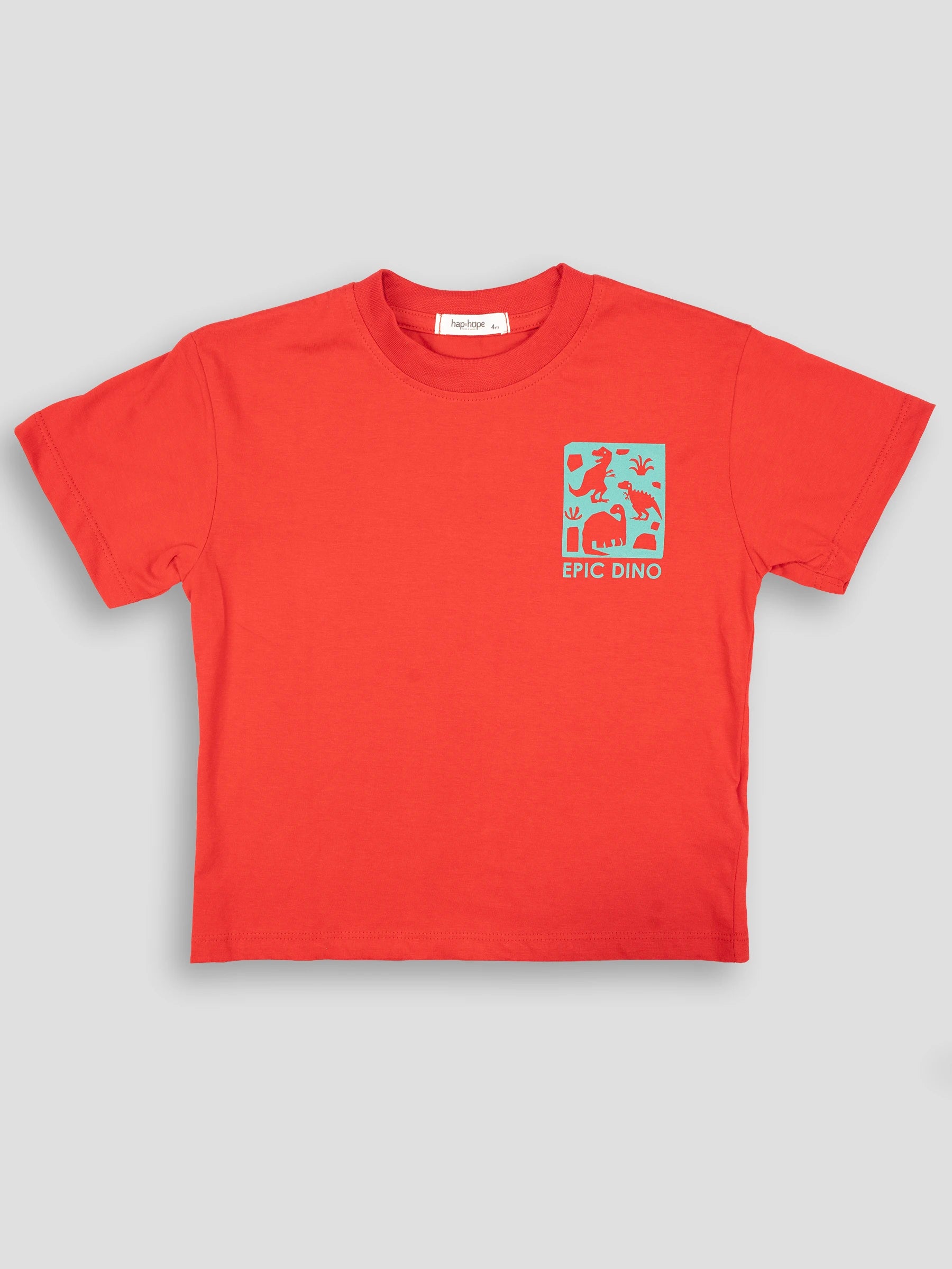 Hap&Hope Epic Dino Print Round Neck Half Sleeve T-Shirt for Boys