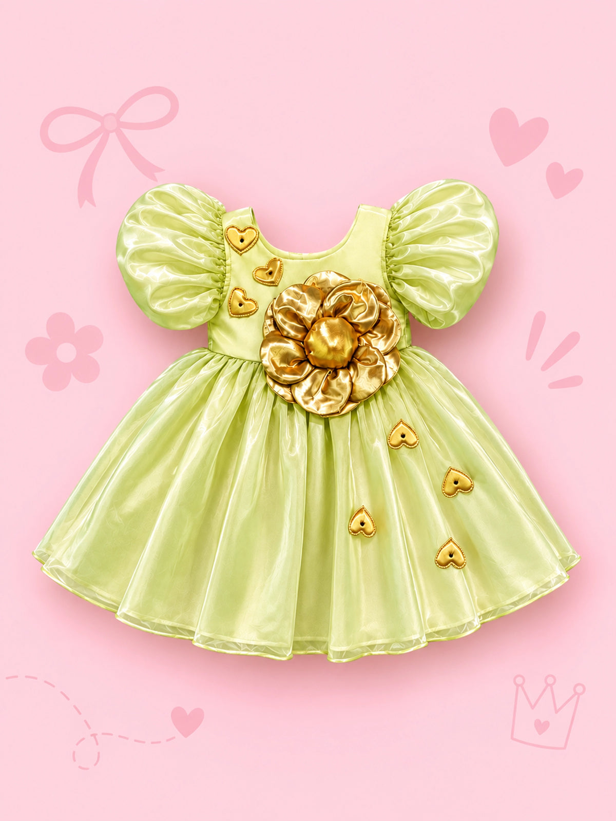 Hap & Hope  Floral Applique Party Wear Frock For Girls