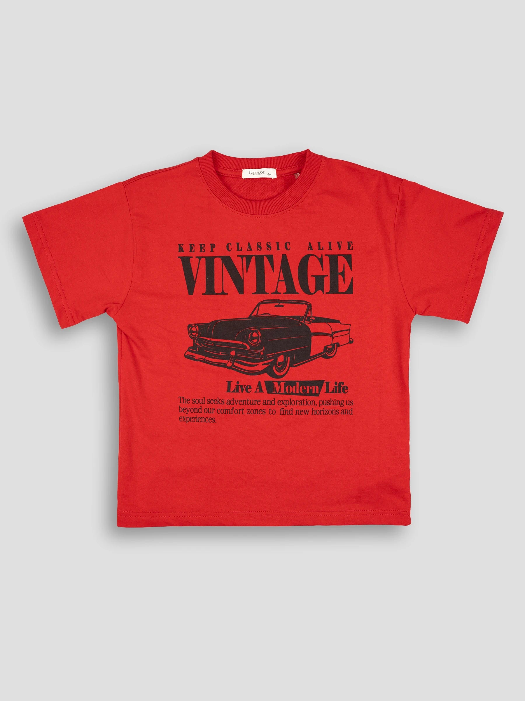 Hap&Hope Vintage Car Print Round Neck Half Sleeve T-Shirt for Boys