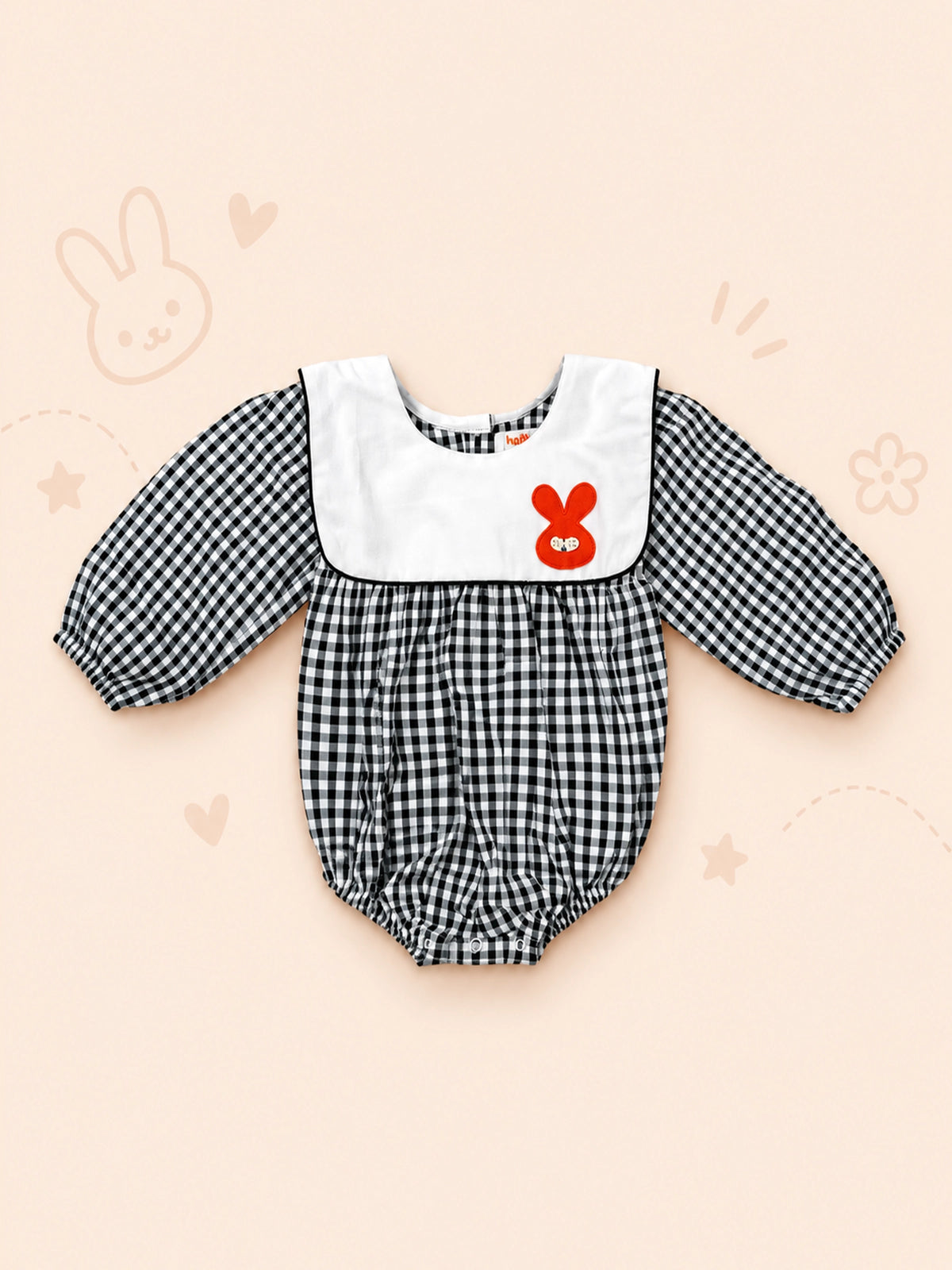 Hap & Hope Cotton Bow Detail Lace Sleeve Romper For Baby Girls
