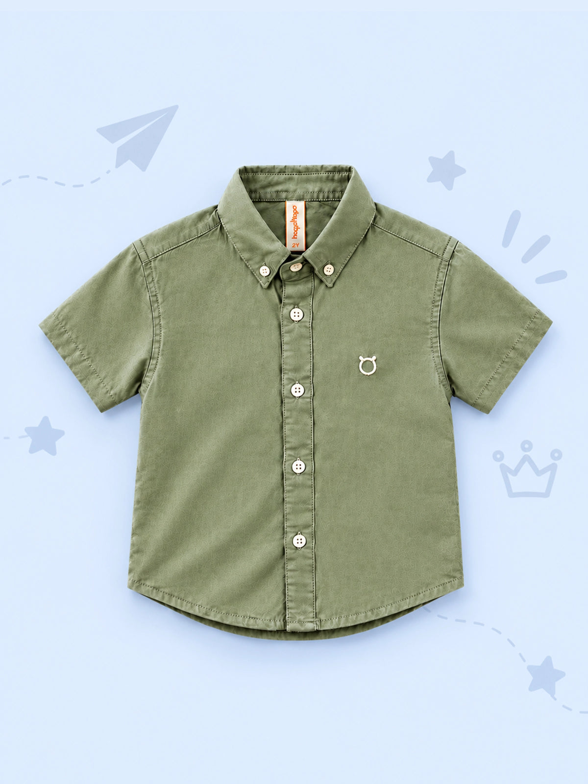 Hap&Hope Printed Chinese Neck Full Sleeve Twill Shirt for Boys
