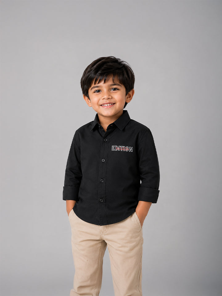 Hap&Hope Plain Collar Neck Full Sleeve Shirt for Boys