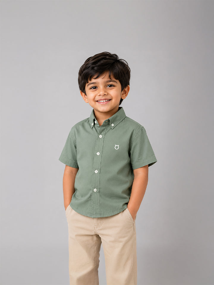 Hap&Hope Plain Collar Neck Half Sleeve Shirt for Boys