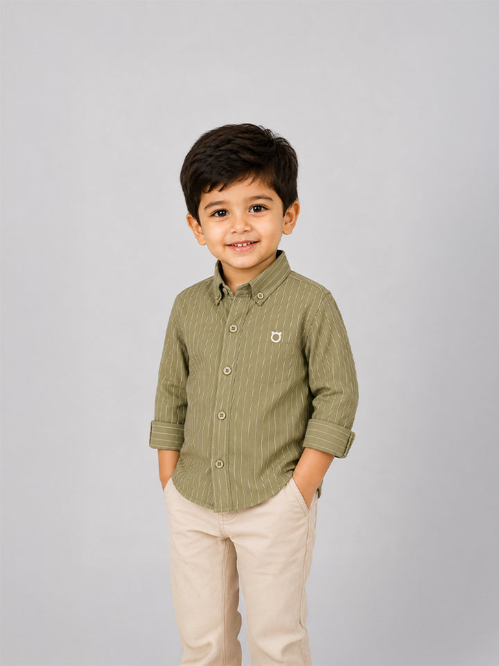 Hap&Hope Striped Collar Neck Full Sleeve Shirt for Boys