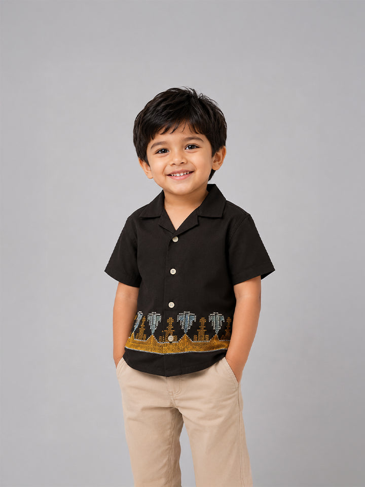 Hap&Hope Printed Camp Collar Half Sleeve Shirt for Boys