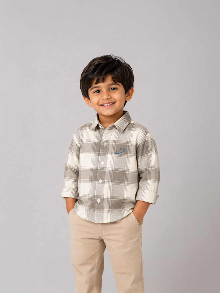 Hap&Hope Checked Full Sleeve Cotton Shirt for Boys